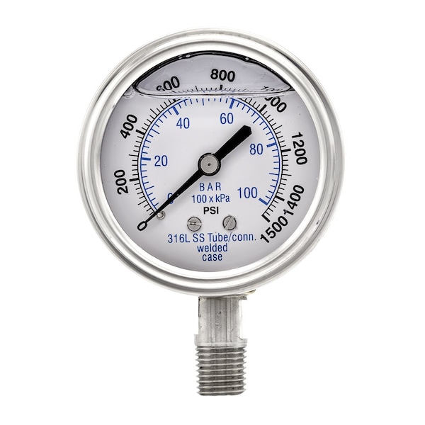 Pic Gauges 2 1/2 in Dial, 1/4 in NPT Male Lower Location, Stainless Steel Case Material PRO-301L-254N-01 - main